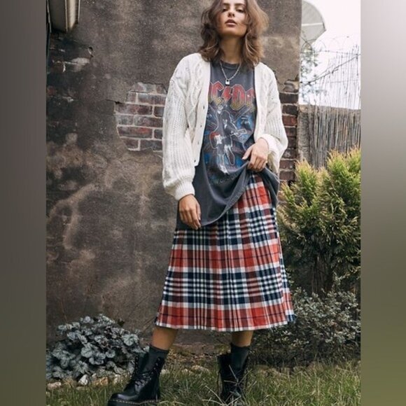Vintage Susan Bristol Holiday Plaid Midi Kilt Skirt - Picture 14 of 15